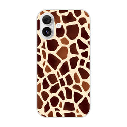 Brown giraffe print iPhone case for 13-16 models, safari animal phone cover.
