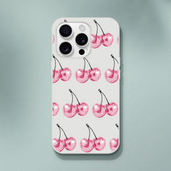 Glitter ball cherries pattern on frosted clear Flexi Case for iPhone 13-16, slim protective cover