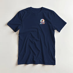 Navy blue graphic tee featuring a colorful "Full Send" palm tree logo on the chest for modified car culture streetwear.