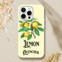 Lemons iPhone case with bright lemon branch design, slim protective cover for iPhone 16, 15, 14, 13.