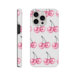 Glitter ball cherries phone case for iPhone 16-13 with dual-layer protection and wraparound print