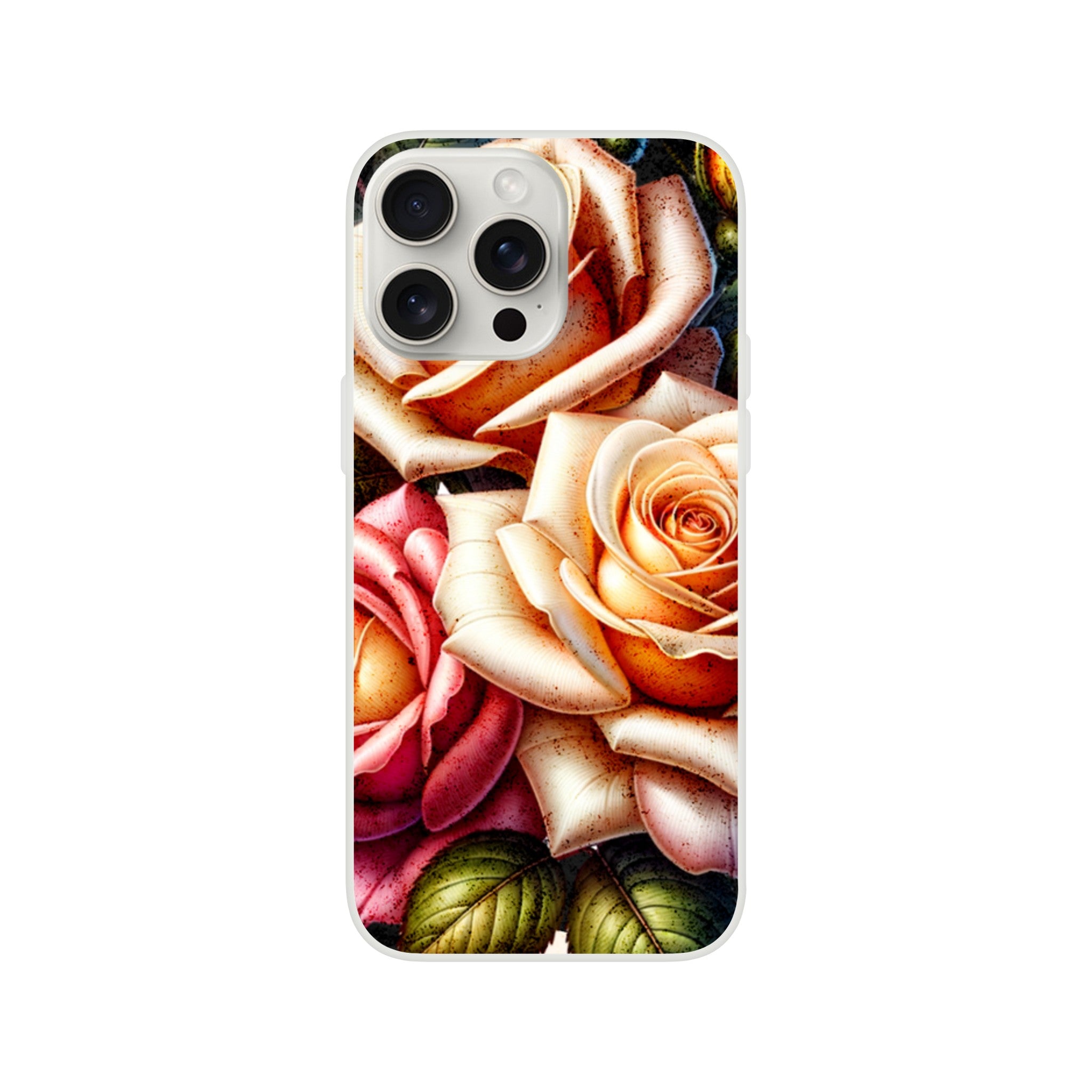 Roses floral slim protective iPhone case for iPhone 16 to 13 with a colorful rose bouquet design.