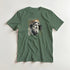 Gothic Gods men's graphic T-shirt with ancient bust design on green cotton-blend fabric.