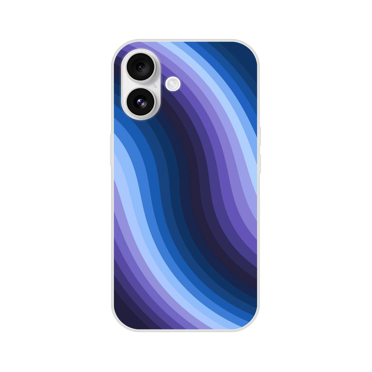 Blue Retro Wave iPhone Case (13-16): abstract Y2K swirl, matte finish, slim protective cover.