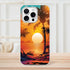 Tropical sunset palm trees on a slim protective iPhone case for iPhone 16 15 14 13