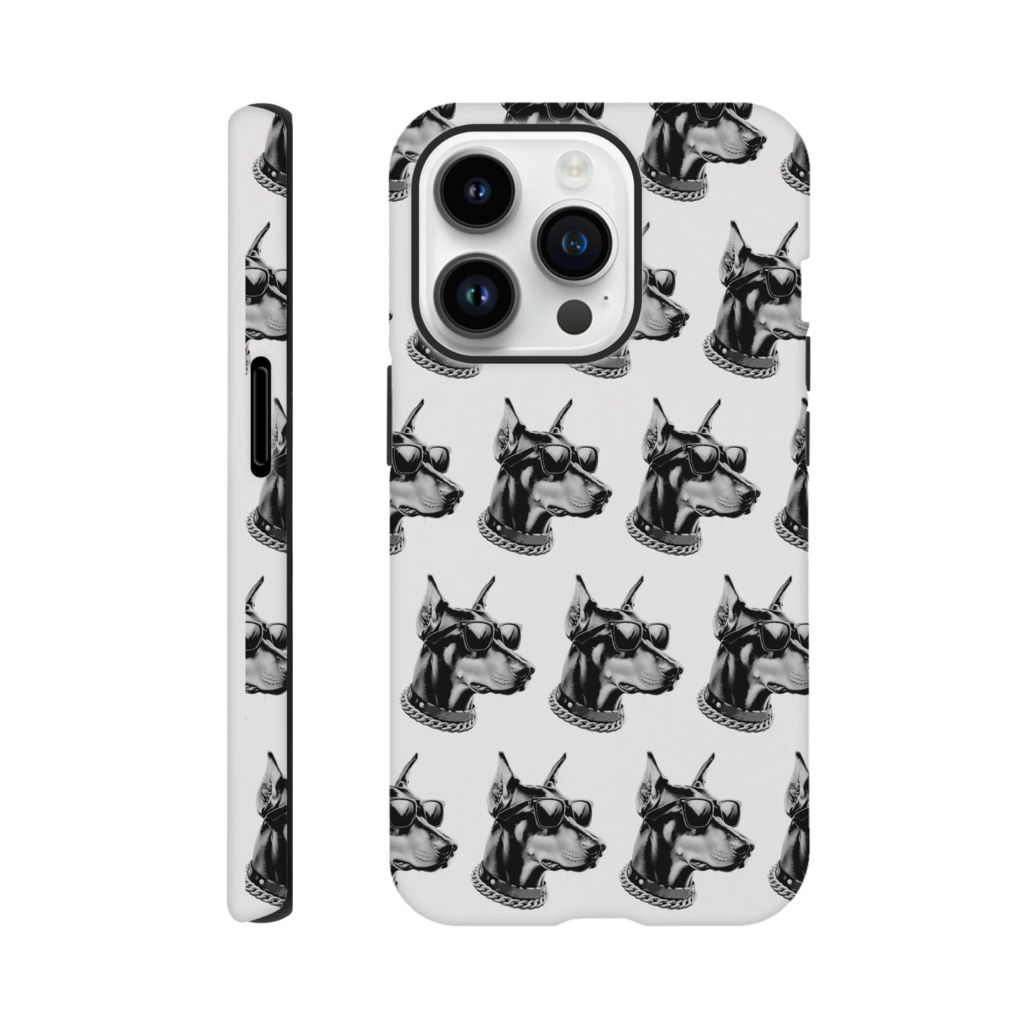 Gangster dog wraparound phone case for iPhone 13–16 with dual-layer protection and glossy finish