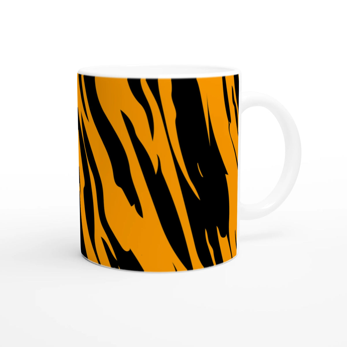 Orange & Black Tiger Print Mug - Bold Animal Print Coffee Cup.