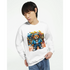 White cotton-blend Urban Teddy Bear men's graphic sweatshirt with bear in blue hoodie and colorful graffiti backdrop.