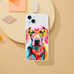 Cute Funny Dog iPhone Case 13-16 | Dog Lover Aesthetic Phone Cover | Urban Palm Trees