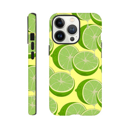 Green lime slice pattern iPhone case offering fresh citrus style and tough protection for daily impacts and streetwear looks.