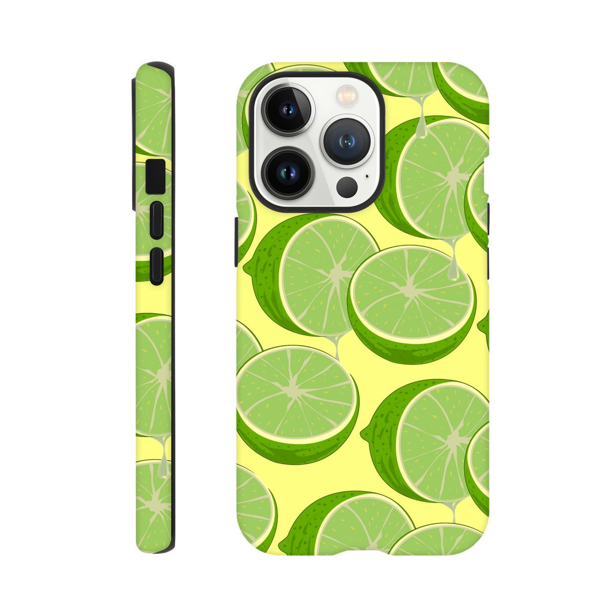 Green lime slice pattern iPhone case offering fresh citrus style and tough protection for daily impacts and streetwear looks.