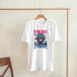 Monkey DJ graphic tee on white cotton, colorful monkey with headphones and Future Beats Evolution design.