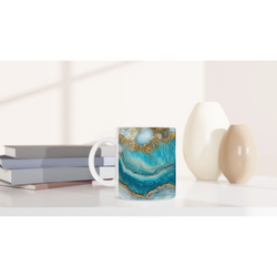 Blue & Gold Agate Mug with luxury marble-effect ceramic finish, perfect for coffee or tea.