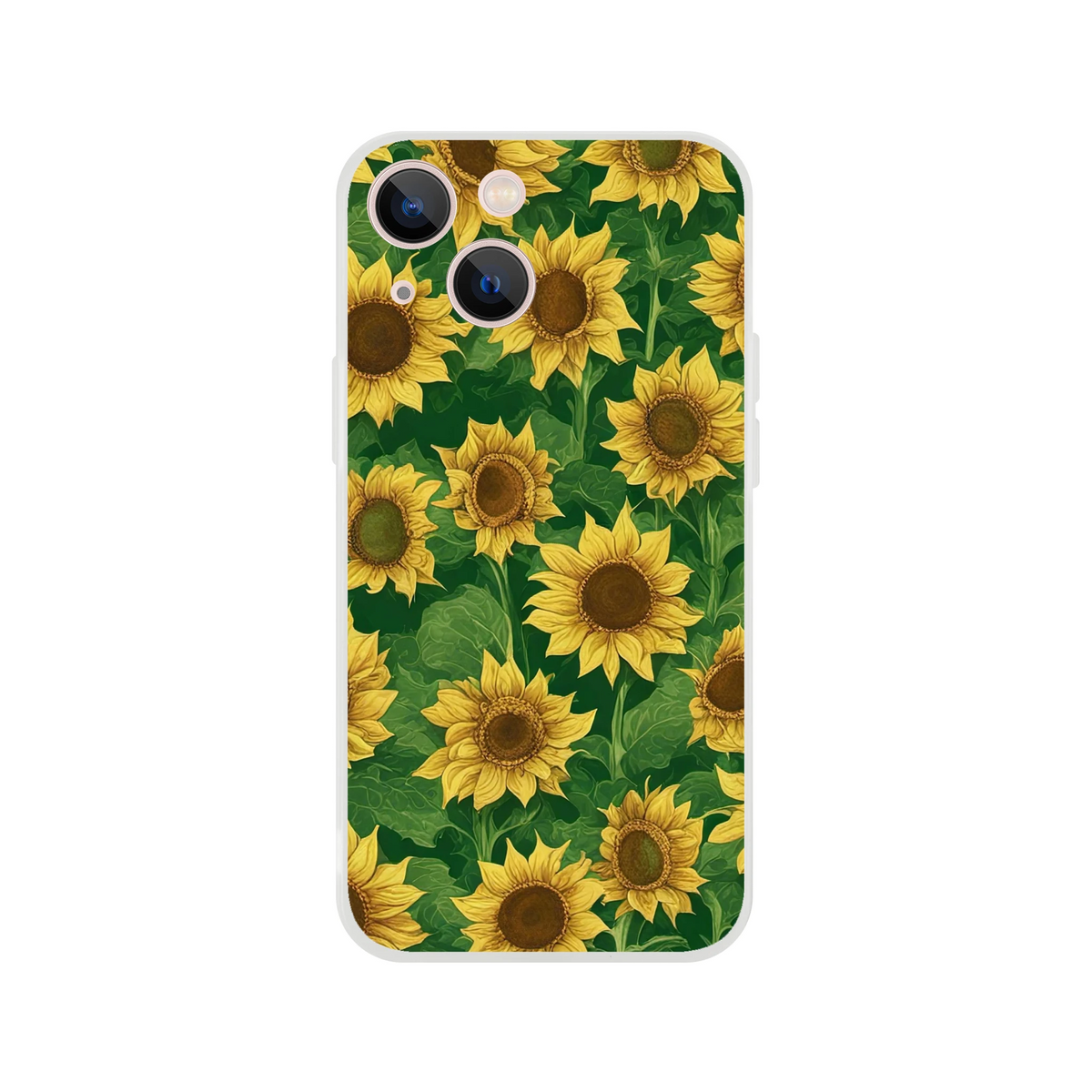 Sunflower floral iPhone case for 13–16 with slim, lightweight botanical design.