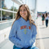 Berlin Graphic Women’s Hoodie in blue, soft cotton blend, relaxed fit, sizes S to XL