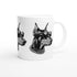 Gangster Dog Mug Gift For Him: white ceramic mug featuring dogs wearing sunglasses and a chunky chain.