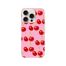 Cute Cherry iPhone Case for iPhone 13–16 in pink, coquette aesthetic with cherry pattern and slim matte shell