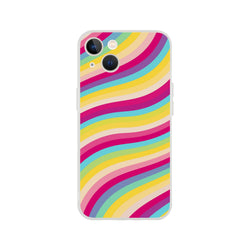 Groovy Rainbow Wave iPhone Case for iPhone 13-16, retro Y2K rainbow stripes with a slim, matte finish.