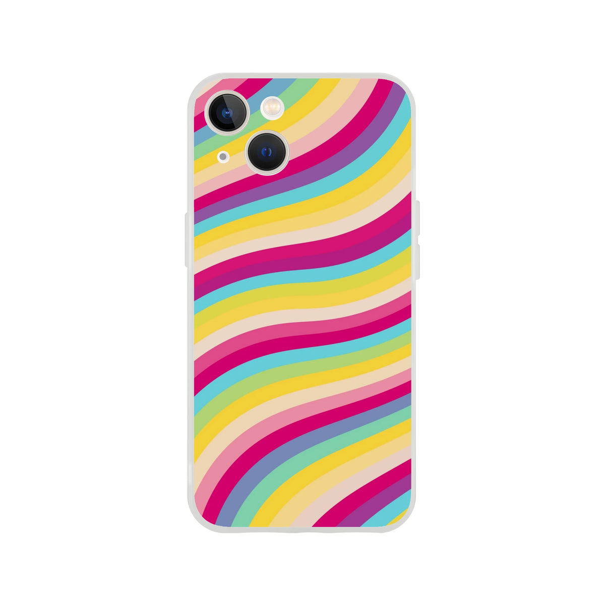Groovy Rainbow Wave iPhone Case for iPhone 13-16, retro Y2K rainbow stripes with a slim, matte finish.