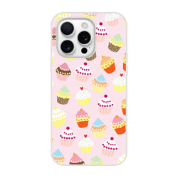 Pastel pink iPhone case for 13-16 with a cute cupcake pattern