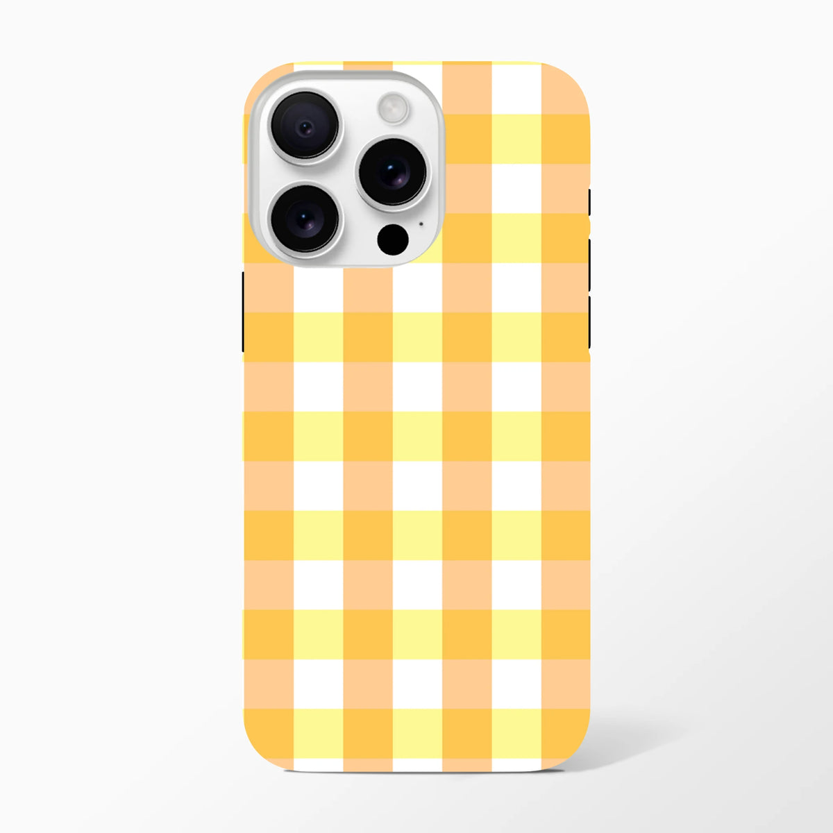 Retro yellow gingham checkered tough iPhone case providing nostalgic charm and secure protection for models 13 through 16.