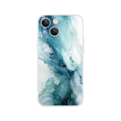 Blue Marble Ocean Agate abstract iPhone case for iPhone 13-16, slim matte shell with long-lasting printed design.