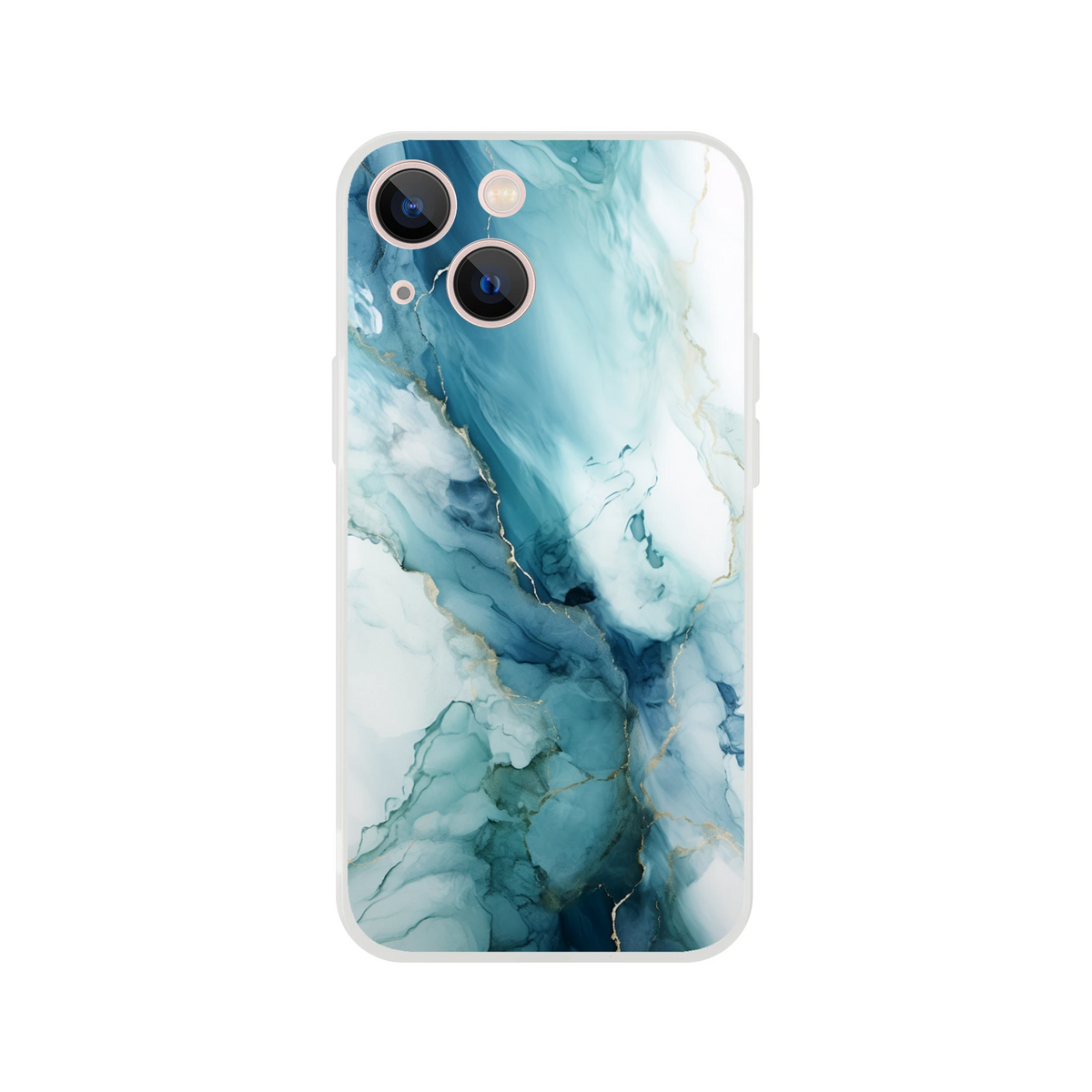 Blue Marble Ocean Agate abstract iPhone case for iPhone 13-16, slim matte shell with long-lasting printed design.