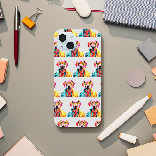 Gent Dog tough double-layer protective case with wraparound glossy multicolor dog print for iPhone 16-13