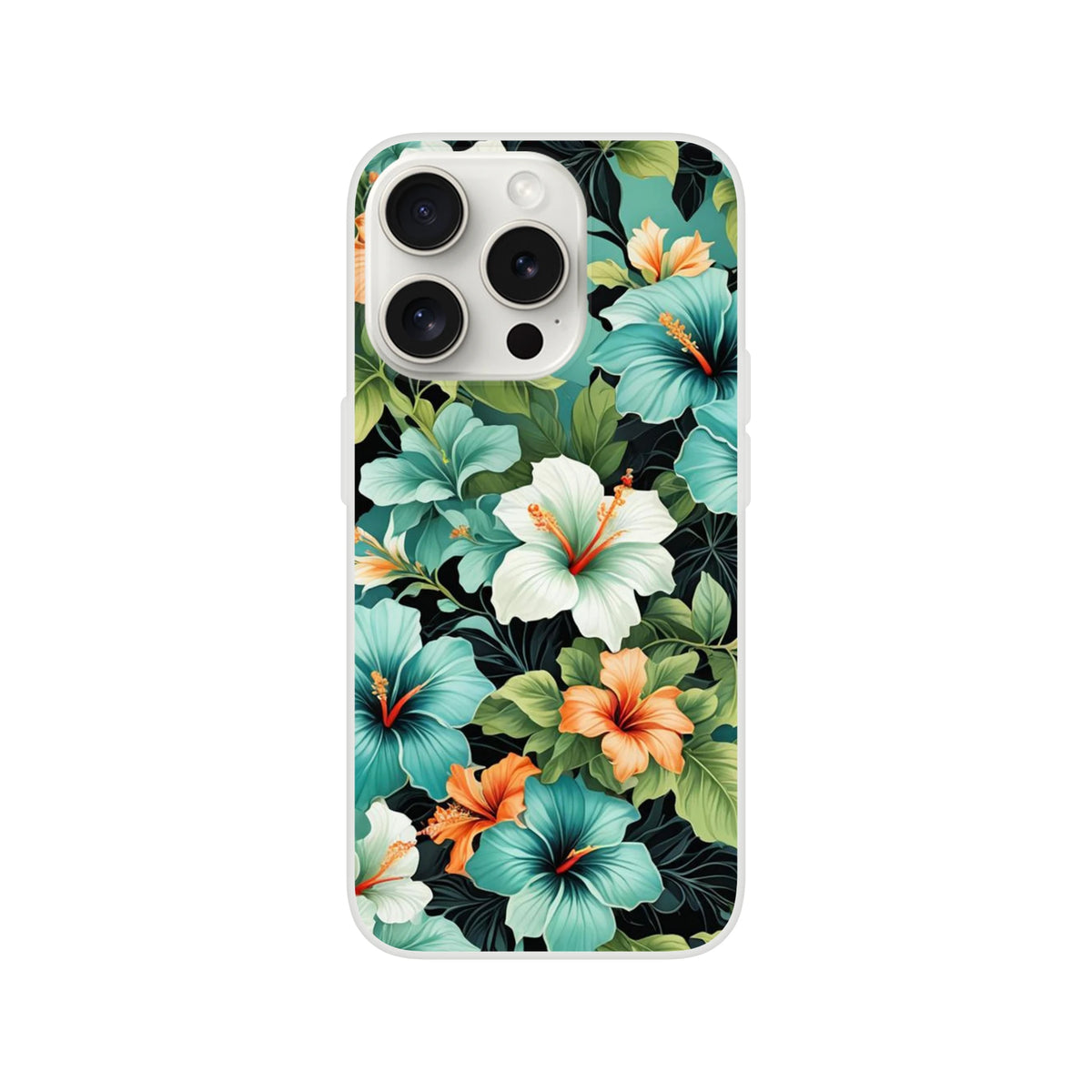 Tropical hibiscus Hawaiian floral iPhone case for 13-16 with a slim matte shell