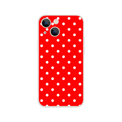 Retro red iPhone case with white polka dots. Slim TPU cover for iPhone 13-16 featuring vintage style and shock-absorbing protection.