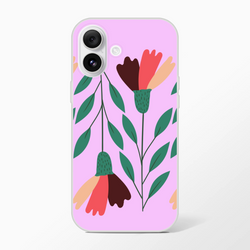 Cute pink floral iPhone case (13-16) vintage aesthetic; slim matte finish, lightweight, flexible, shock-absorbing TPU.