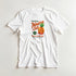 White women's pineapple graphic T-shirt with colorful pineapple illustration and Have a Juicy Day slogan.