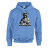 Blue Liberty DJ men's graphic hoodie featuring Statue of Liberty wearing headphones at a DJ mixer.
