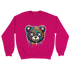 Pink sweatshirt with a multicolor graffiti teddy bear, X-eyed face, and dripping paint.
