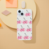 Slim clear iPhone case with pink disco-ball cherry pattern for iPhone 13–16.