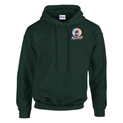 Dark green Built Not Bought hoodie for men featuring a colorful Urban Palm Trees Full Send graphic, perfect for modified car culture streetwear.
