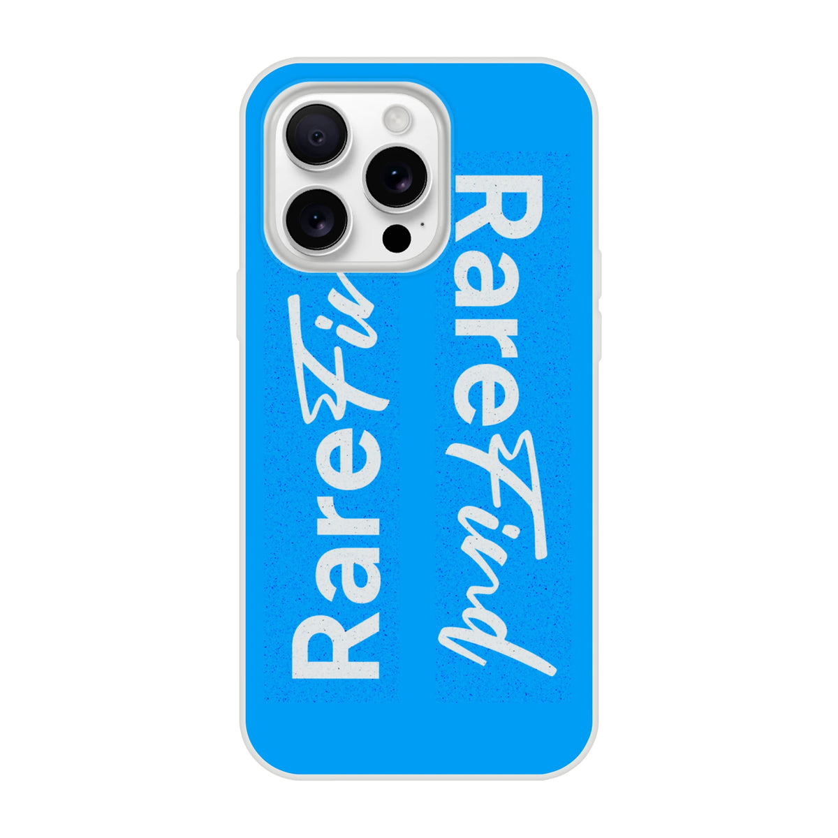 Rare Find blue iPhone case for 13-16 with positive slogan, matte finish, tri-camera cutout