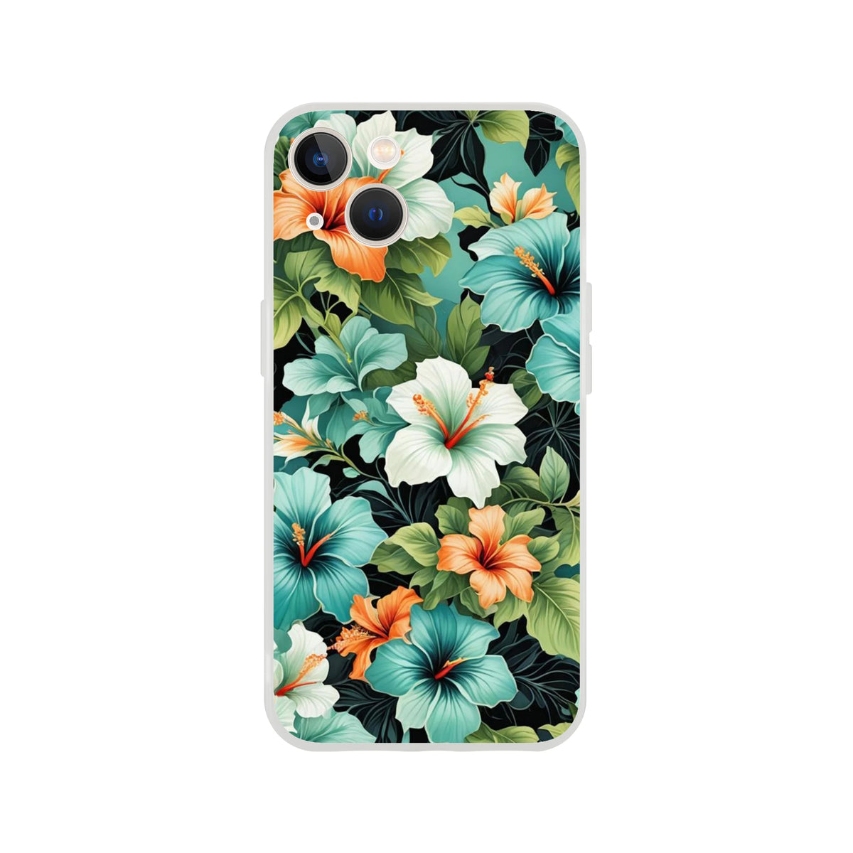 Tropical hibiscus floral iPhone case for 13-16 with a slim matte shell and vibrant Hawaiian print