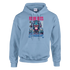 Monkey DJ men's graphic hoodie in light blue cotton-poly blend with bold monkey DJ art, sizes S–XL.