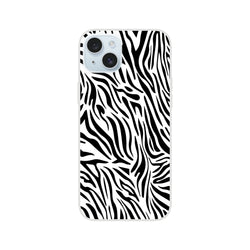 Black-and-white zebra print iPhone case for 13-16, bold Y2K animal aesthetic with durable, sharp print