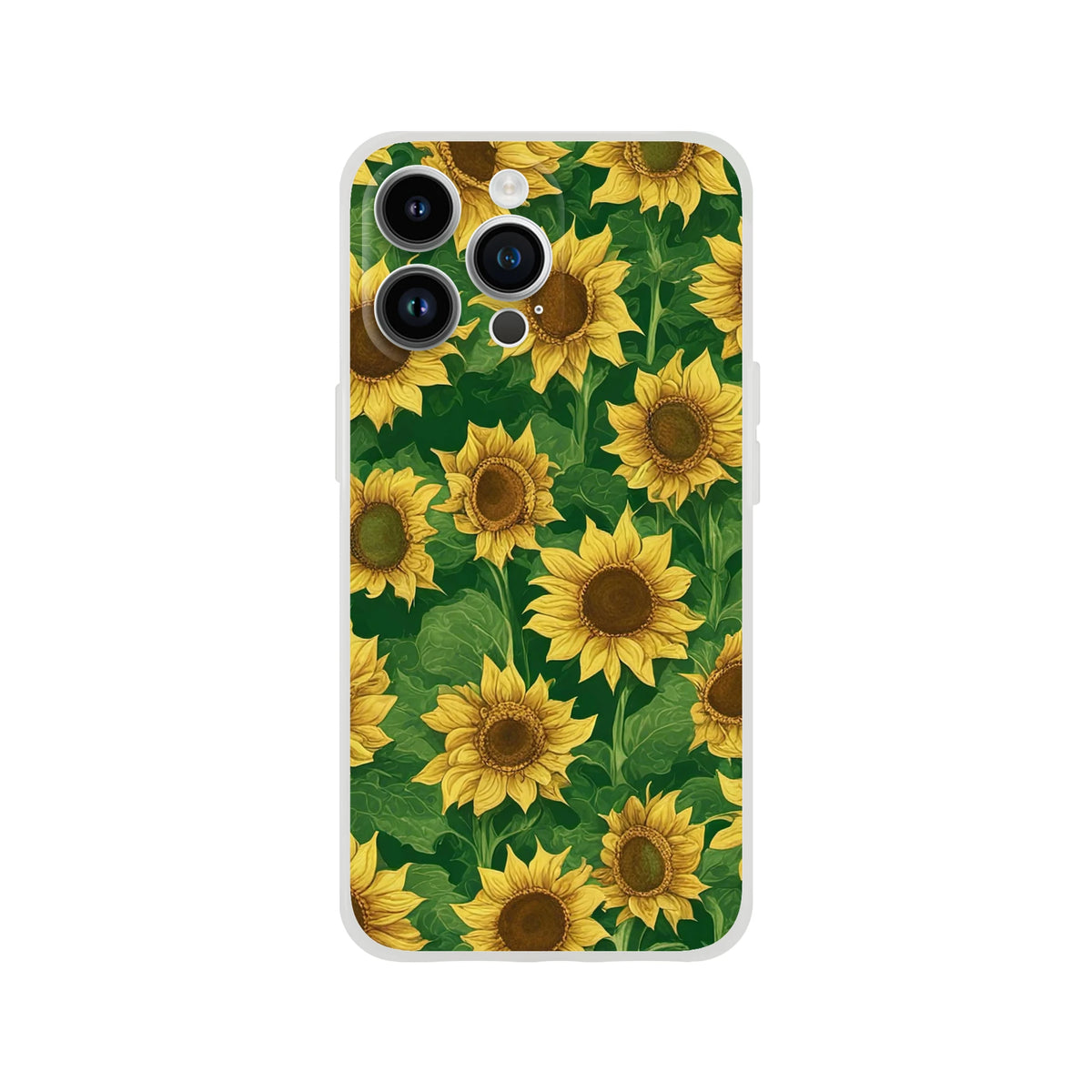 Sunflower iPhone case for 13-16 with a cute floral botanical pattern and slim matte finish.