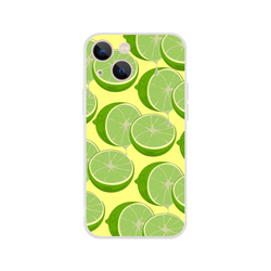 Citrus fruit lime-slice iPhone case for 13-16 with a bright yellow lime pattern