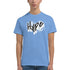 Hype men's blue graphic T-shirt with bold white and black logo, soft cotton blend.