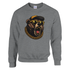 Gray Grizzly Bear men's graphic sweatshirt featuring a roaring bear wearing yellow sunglasses and a gold chain.