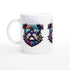 British Bulldog mug featuring a colorful bulldog in sunglasses on white ceramic, great gift for him.