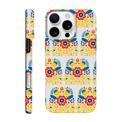 Floral wraparound tough protective case for iPhone 16, 15, 14, 13 with dual-layer, glossy finish.