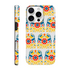 Floral wraparound tough protective case for iPhone 16, 15, 14, 13 with dual-layer, glossy finish.