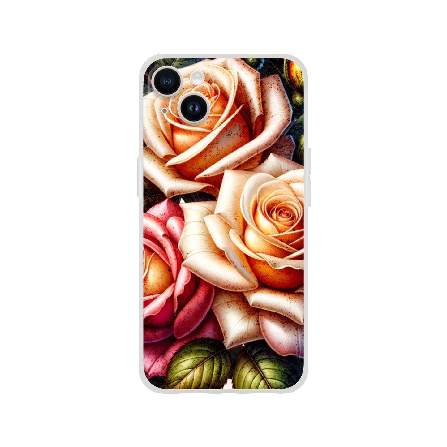 iPhone case with a design of roses on a white background 6