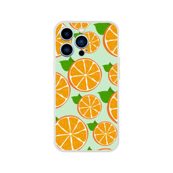 Cute orange citrus slices iPhone case on mint-green background.