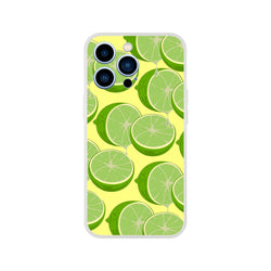Cute lime-slice iPhone case for iPhone 13-16 with bright yellow background and vibrant lime print.